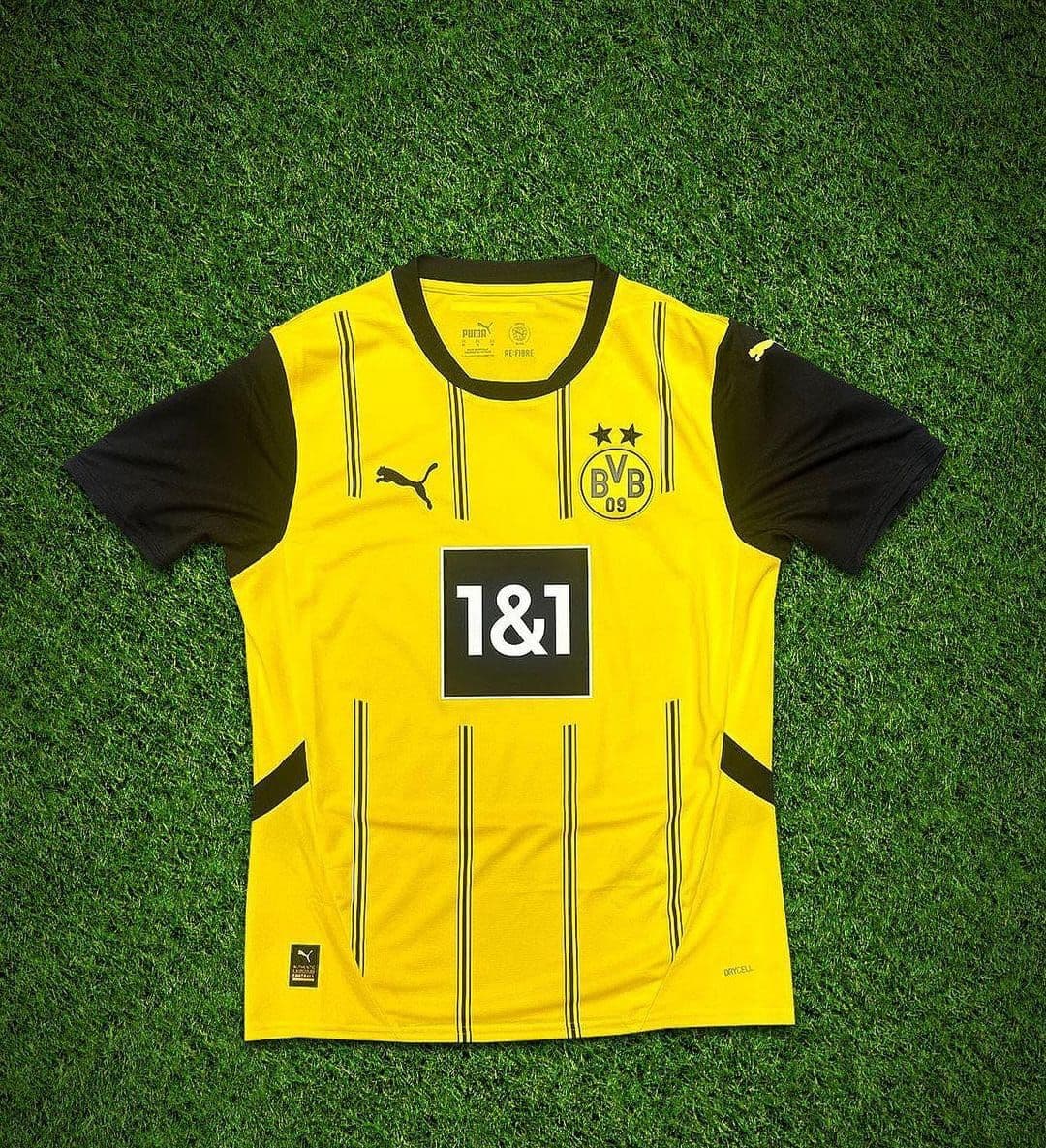 Yellow football jersey on grass