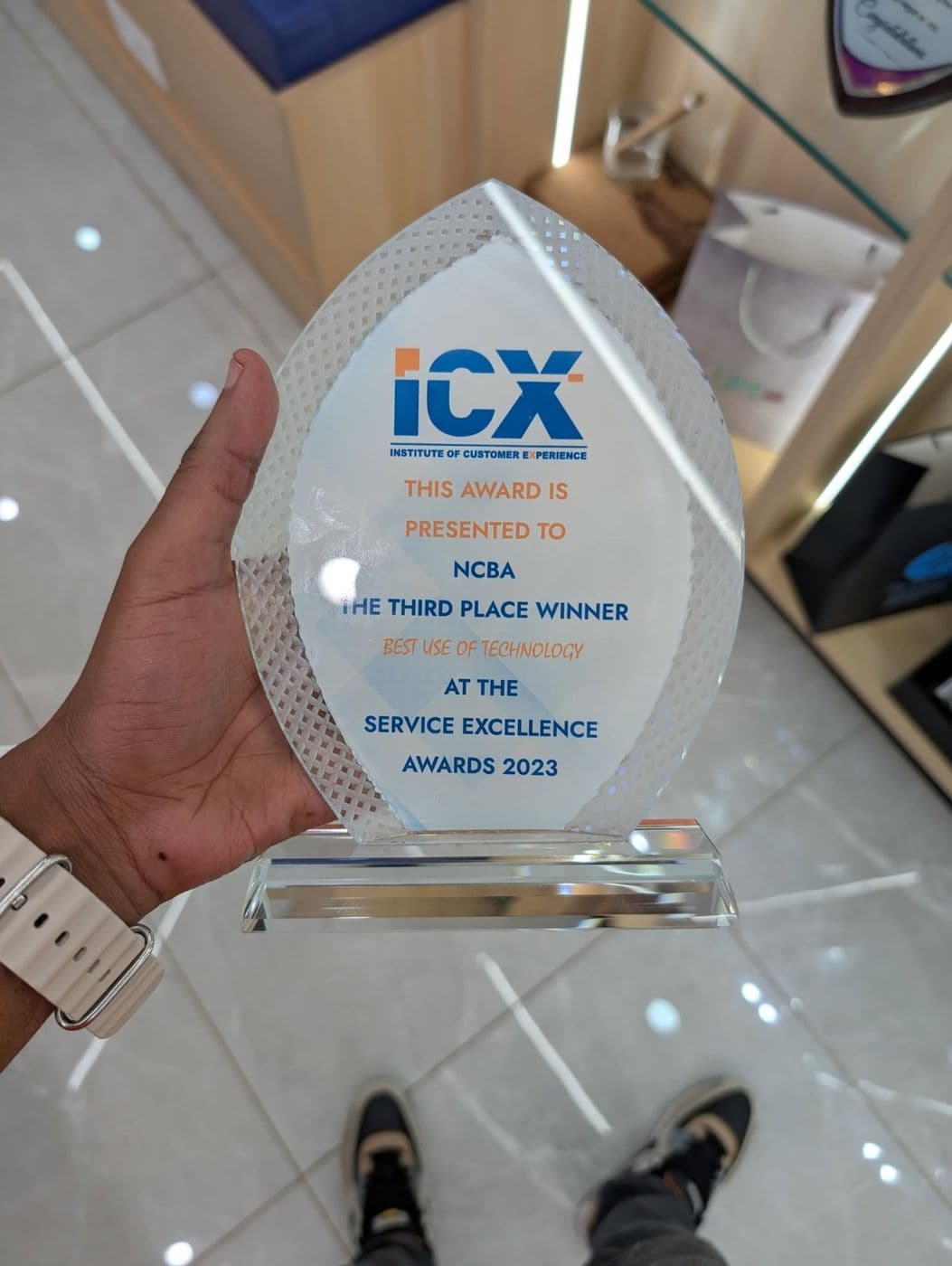 Engraved glass service award